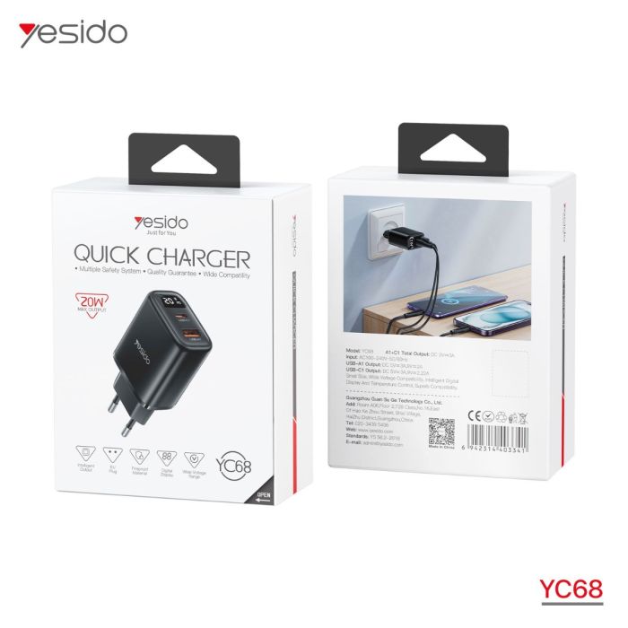 شاحن YESIDO YC68 20W PD