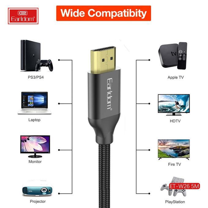 كيبل Earldom 4K HDMI   (5 m)