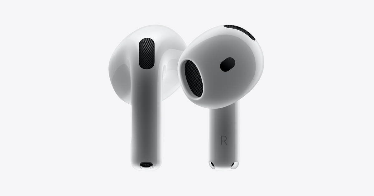 سماعات أذن لاسلكية تعمل بالبلوتوث من شركة Apple، وتحديداً طراز AirPods4