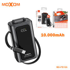 باور بانك من  شركة Moxom، طراز MX-PB166 Hurricane، ويأتي بسعة 10,000 مللي أمبير