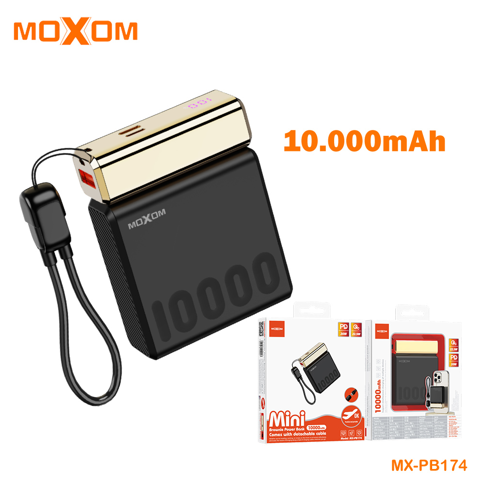 باور بانك Moxom MX-PB191 صغير الحجم (Mini)، وهو شاحن متنقل بسعة 10000 مللي أمبير