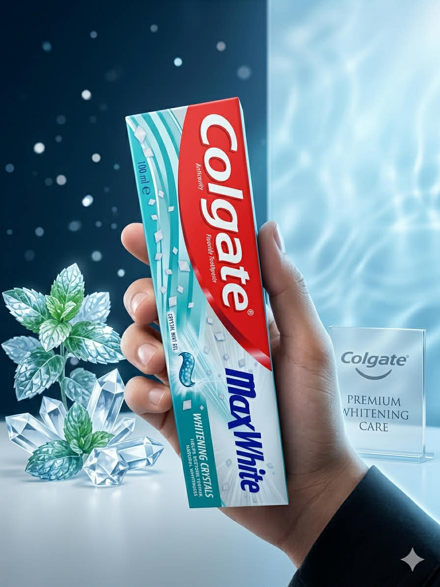 معجون أسنان كولجيت ماكس وايت (Colgate Max White) بنكهة النعناع الكريستالي