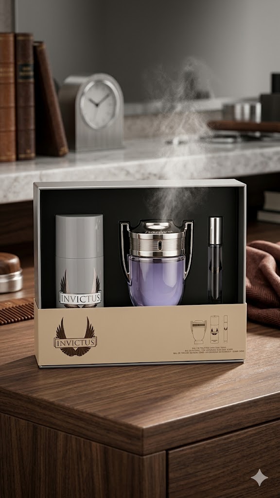 طقم عطر إنفيكتوس (Invictus) من باكو رابان للرجال. الاصلي