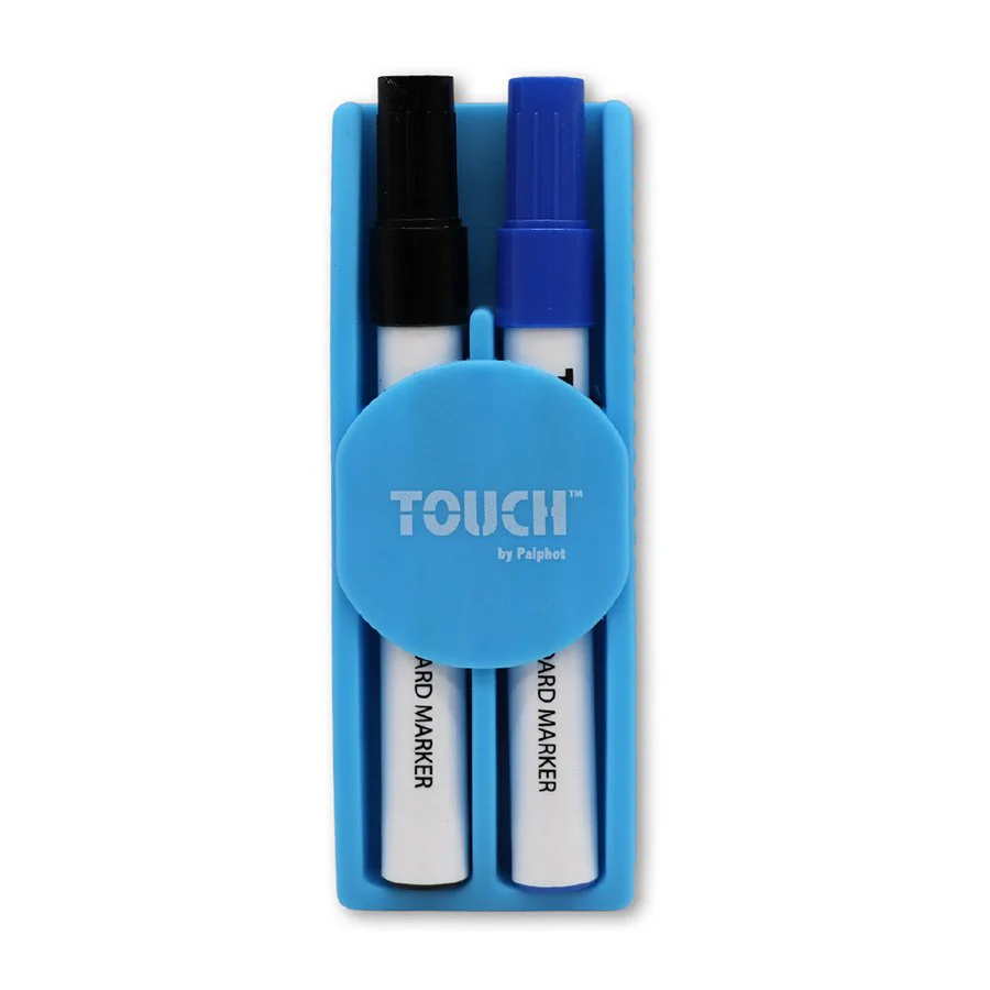 عبوة تحتوي على قلمين للسبورة البيضاء مع ممحاة من ماركة "Touch"