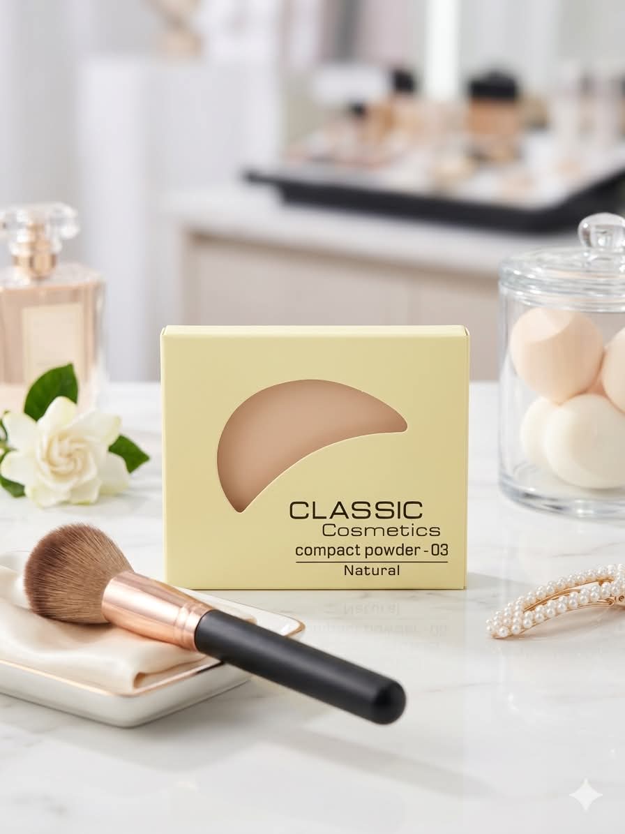 بودرة كلاسيك (Classic Cosmetics) المضغوطة باللون الطبيعي رقم 03