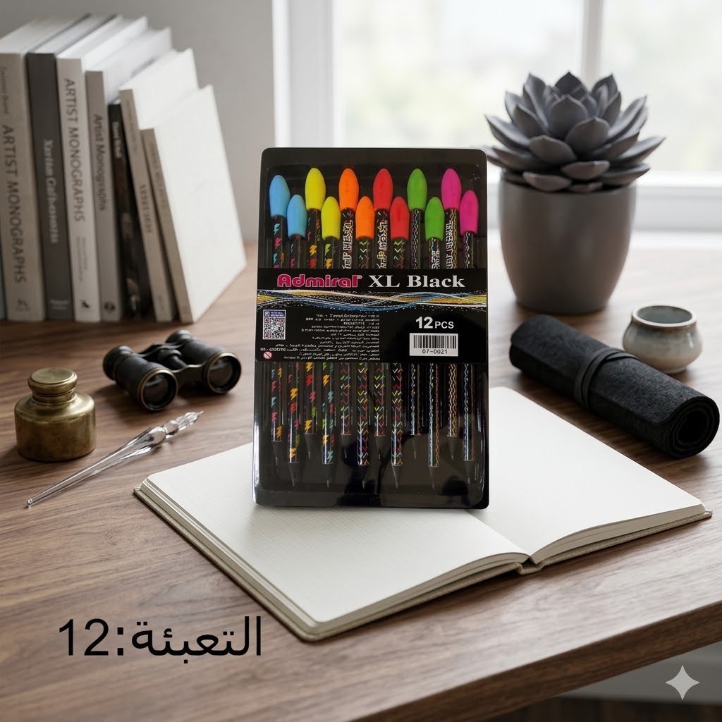 علبة أقلام رصاص سوداء من العلامة التجارية Admiral XL Black.