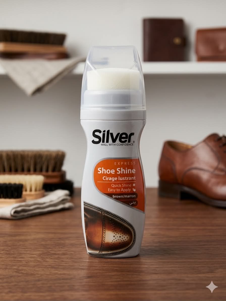 ملمع أحذية سائل سيلفر (Silver) باللون البني