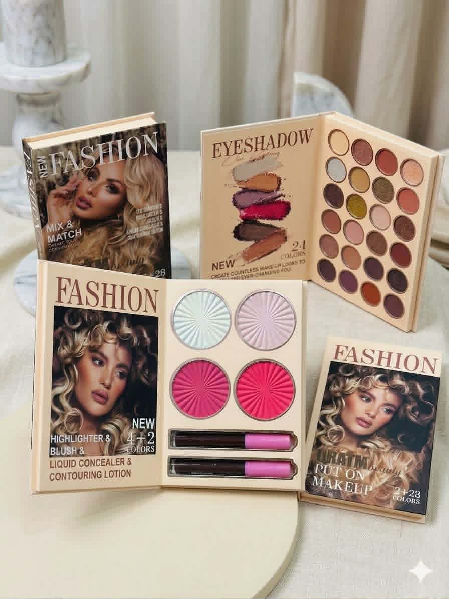 مجموعة مكياج شاملة مصممة على شكل كتاب من ماركة "فاشن" (Fashion)