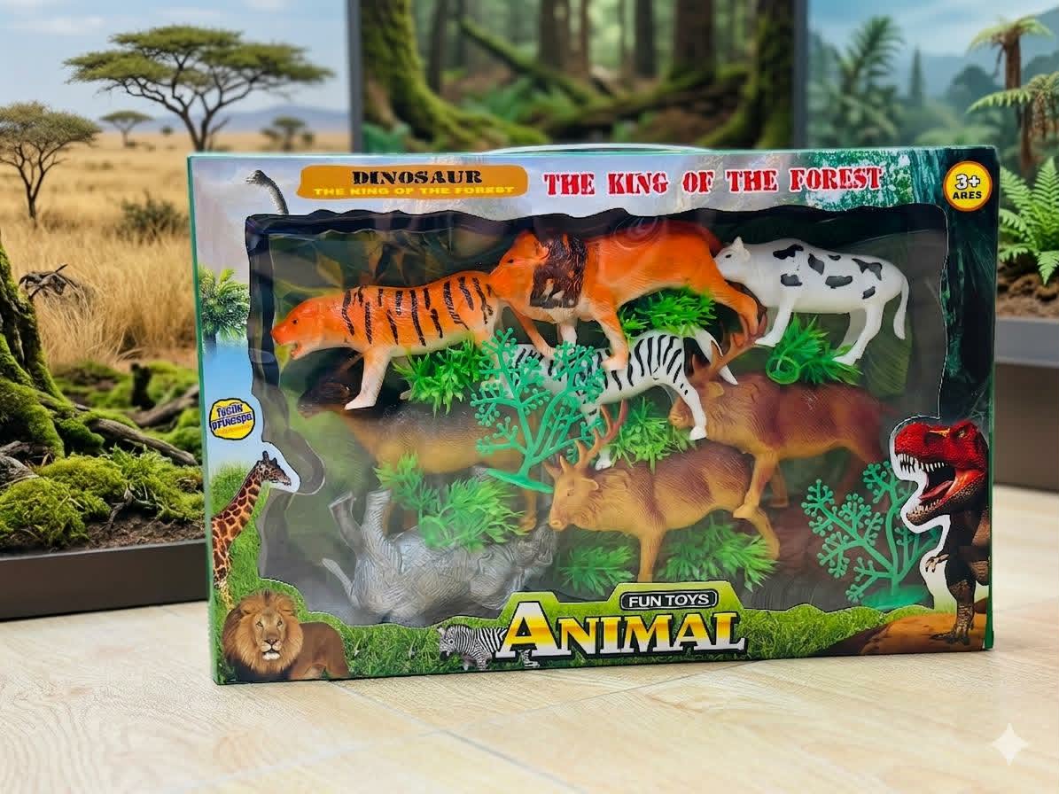 مجموعة ألعاب مجسمات لحيوانات الغابة من العلامة التجارية "فن تويز" (Fun Toys).
