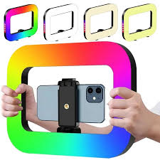 إضاءة حلقة ذكية محمولة من نوع RGB ومثبت فيديو للهواتف الذكية (מודל YM-300 RGB Ring Fill Light).