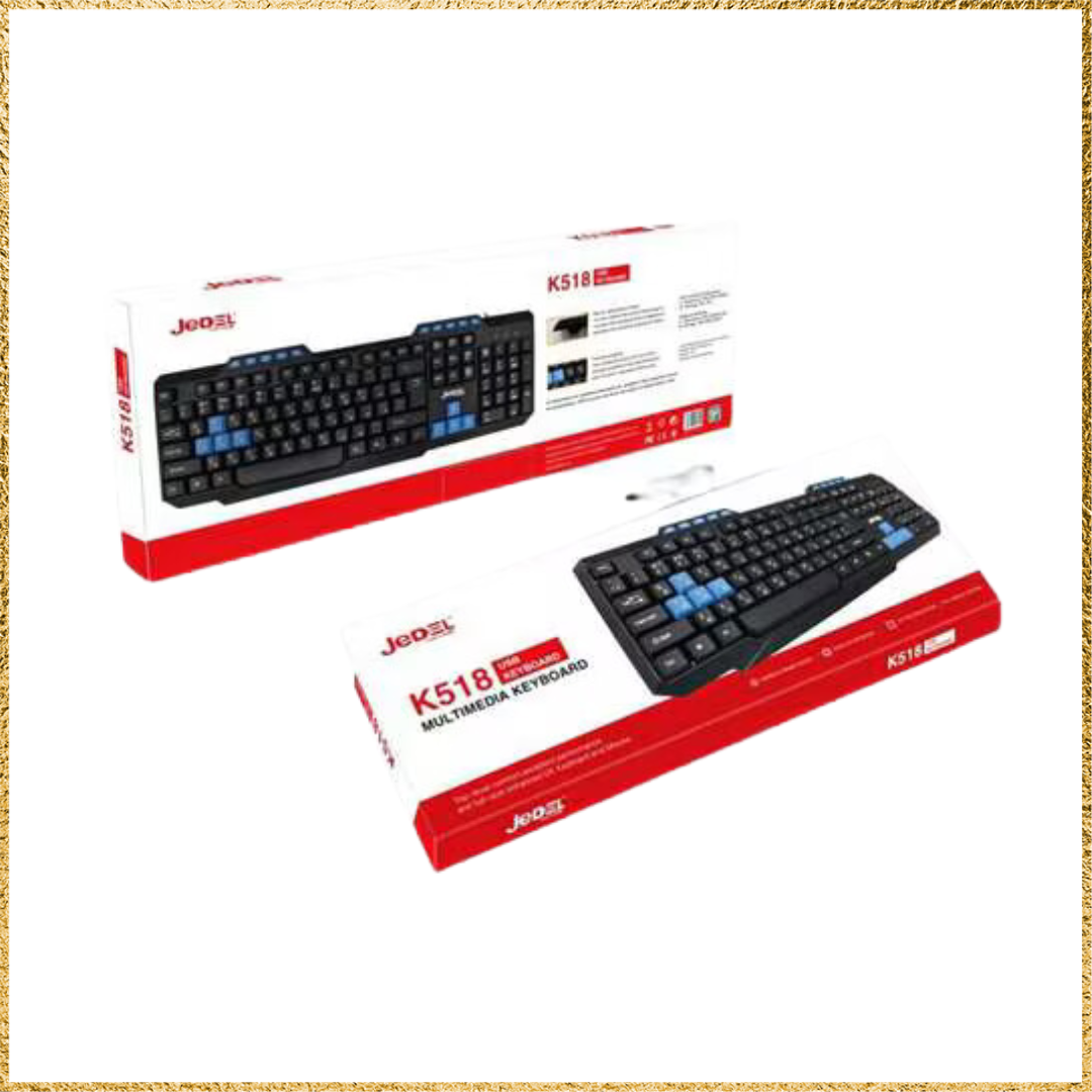 لوحة مفاتيح وسائط متعددة سلكية من نوع JEDEL K518 USB Multimedia Keyboard.