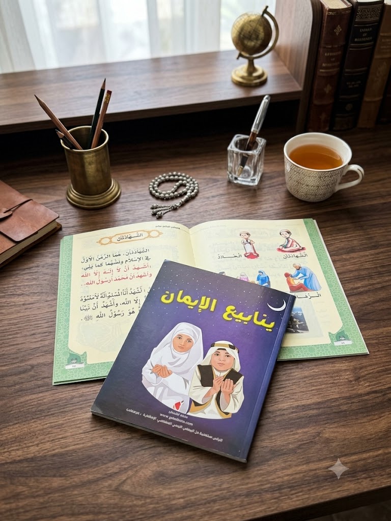 كتاب ديني تعليمي موجه للأطفال يحمل عنوان "ينابيع الإيمان"