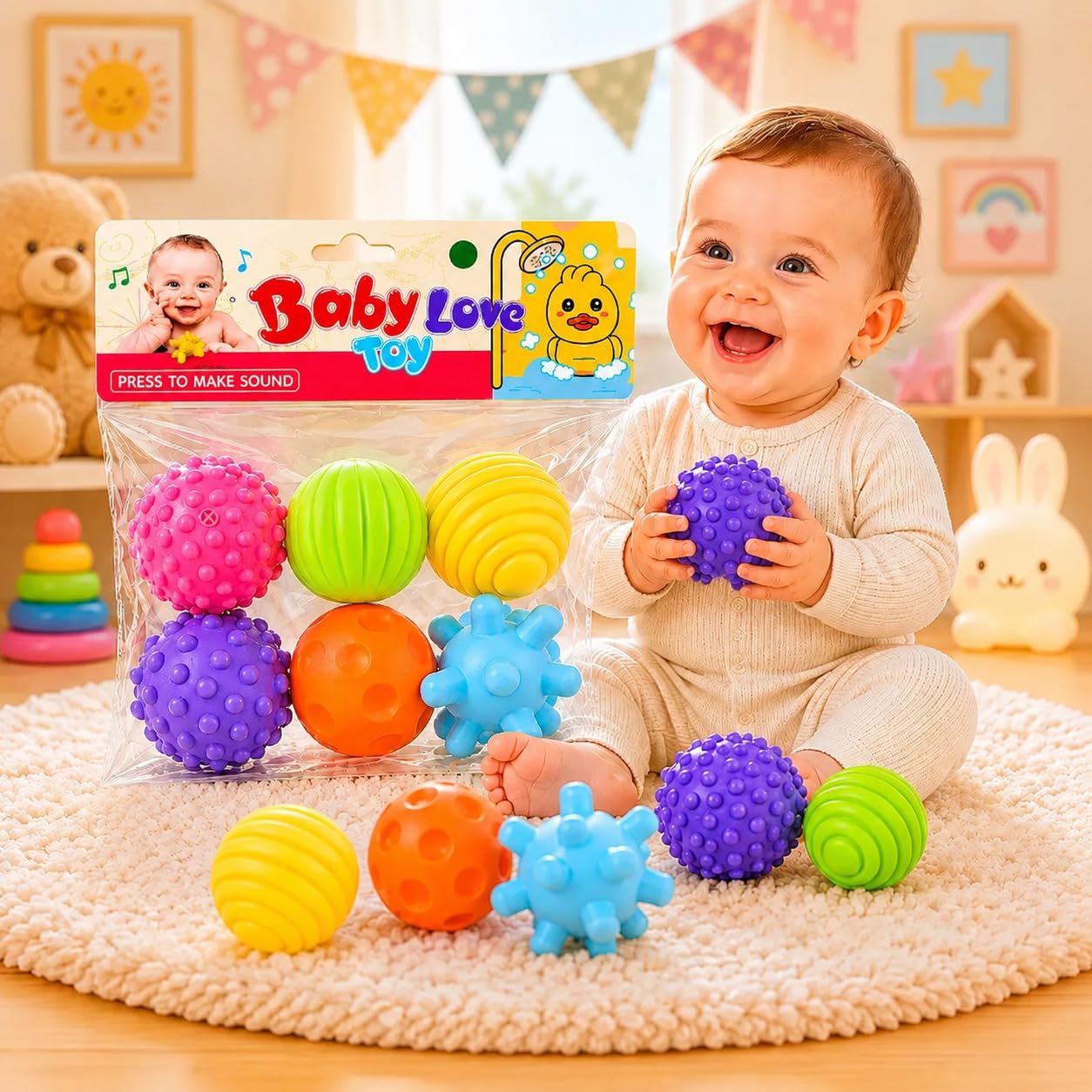 مجموعة كرات حسية للأطفال (Baby Sensory Balls) من العلامة التجارية Baby Love Toy.