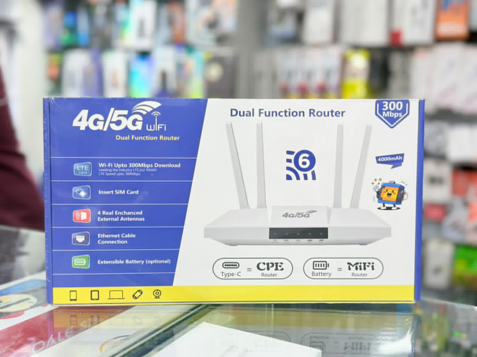 راوتر لاسلكي مزدوج الوظائف   يدعم شبكات الجيل الرابع والخامس عبر شرائح الاتصال الخلوية (SIM Card)